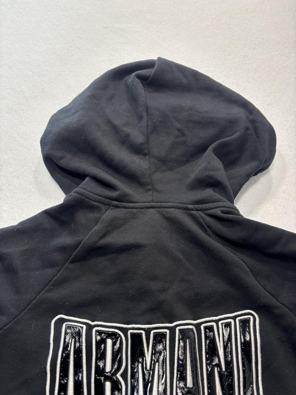 Armani Exchange Hoodie Womens Small Black Full Zip Logo Graphic Raglan Sleeve