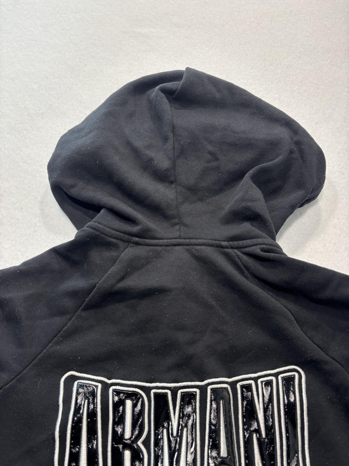 Armani Exchange Hoodie Womens Small Black Full Zip Logo Graphic Raglan Sleeve