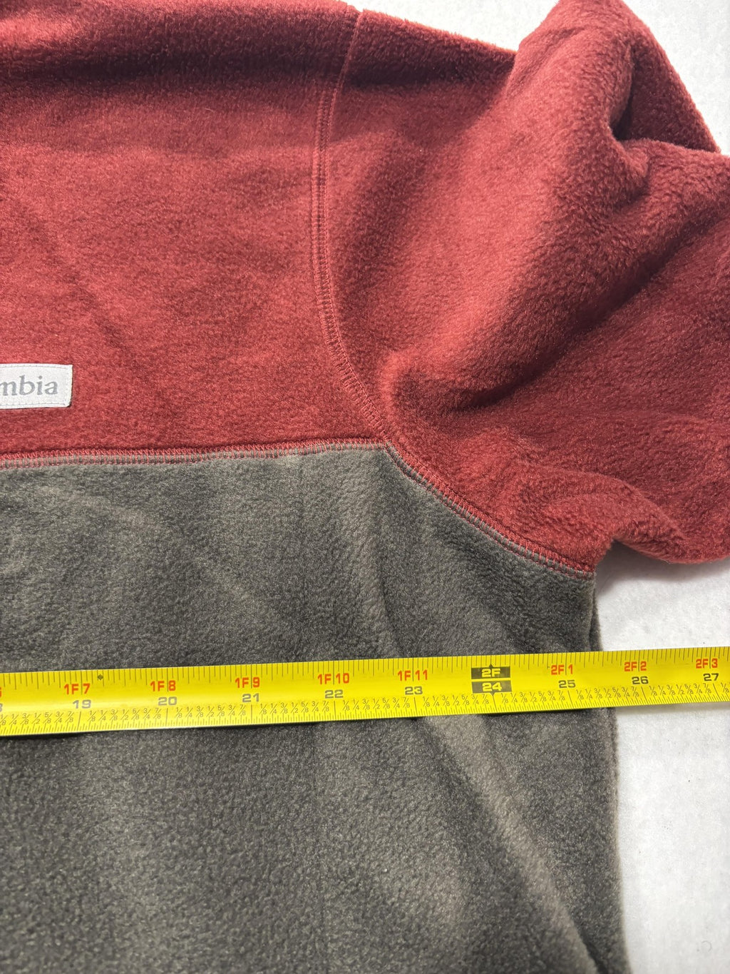 Columbia Pullover Mens XL Red Colorblock Fleece Snap Mock Neck Hiking Outdoor