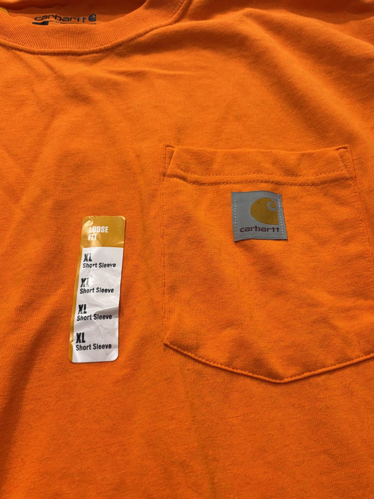 Carhartt Shirt Mens XL Orange K87 Loose Fit Pocket T-Shirt Heavyweight Workwear