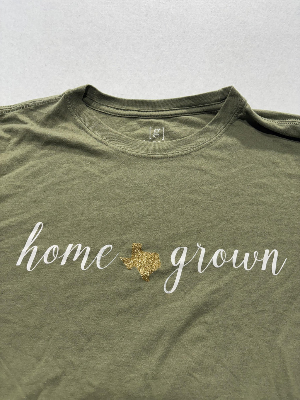 George Shirt Mens Small Green Home Grown Texas Graphic Glitter T-Shirt GM226097