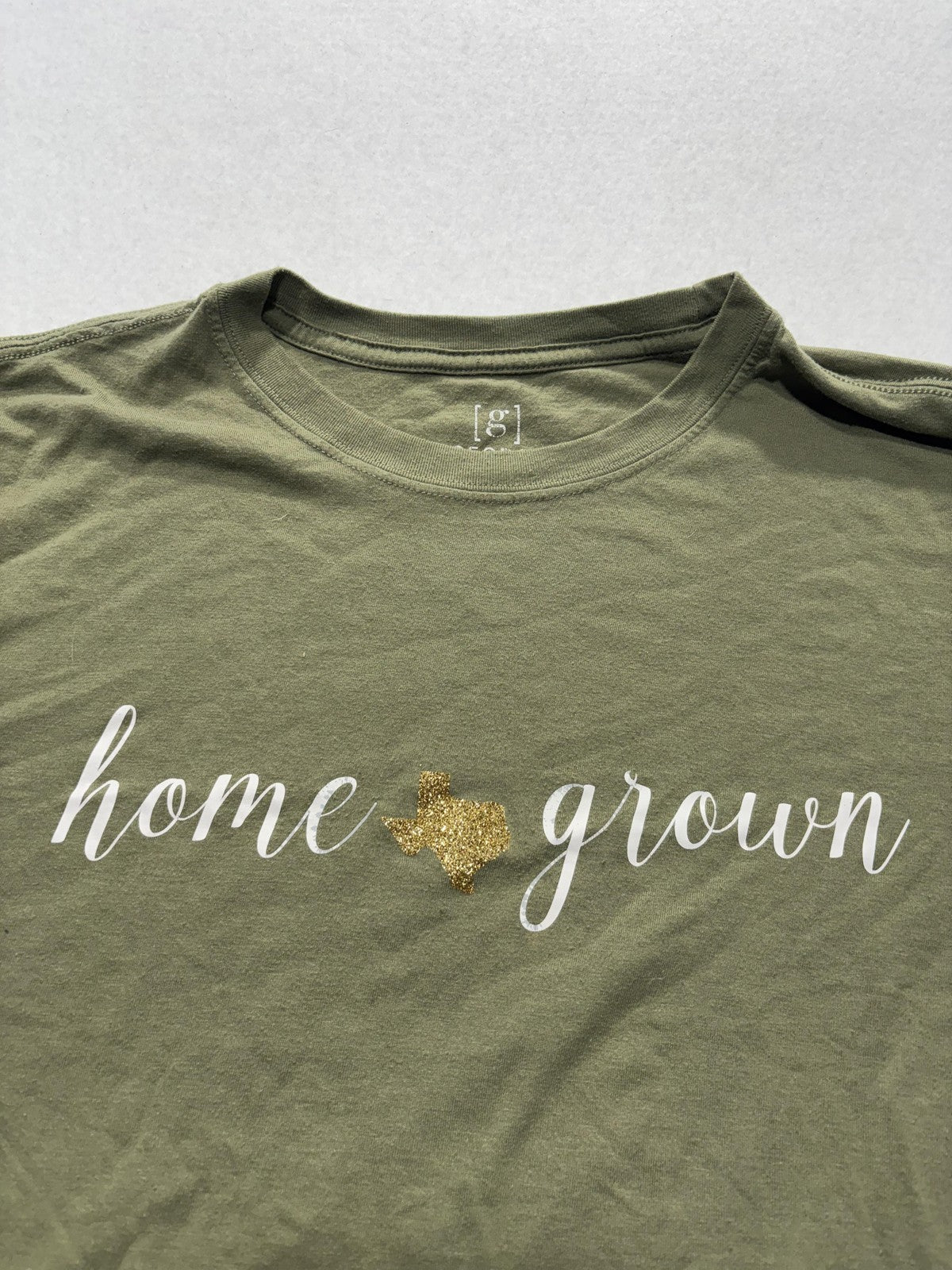 George Shirt Mens Small Green Home Grown Texas Graphic Glitter T-Shirt GM226097