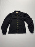 Nation LTD Button Up Shirt Womens Medium Black Puff Sleeve Cotton Collared Top