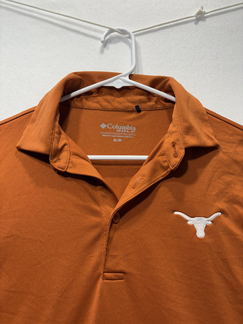 Texas Longhorns Polo Shirt Mens Medium Orange NCAA Golf Columbia Embroidered