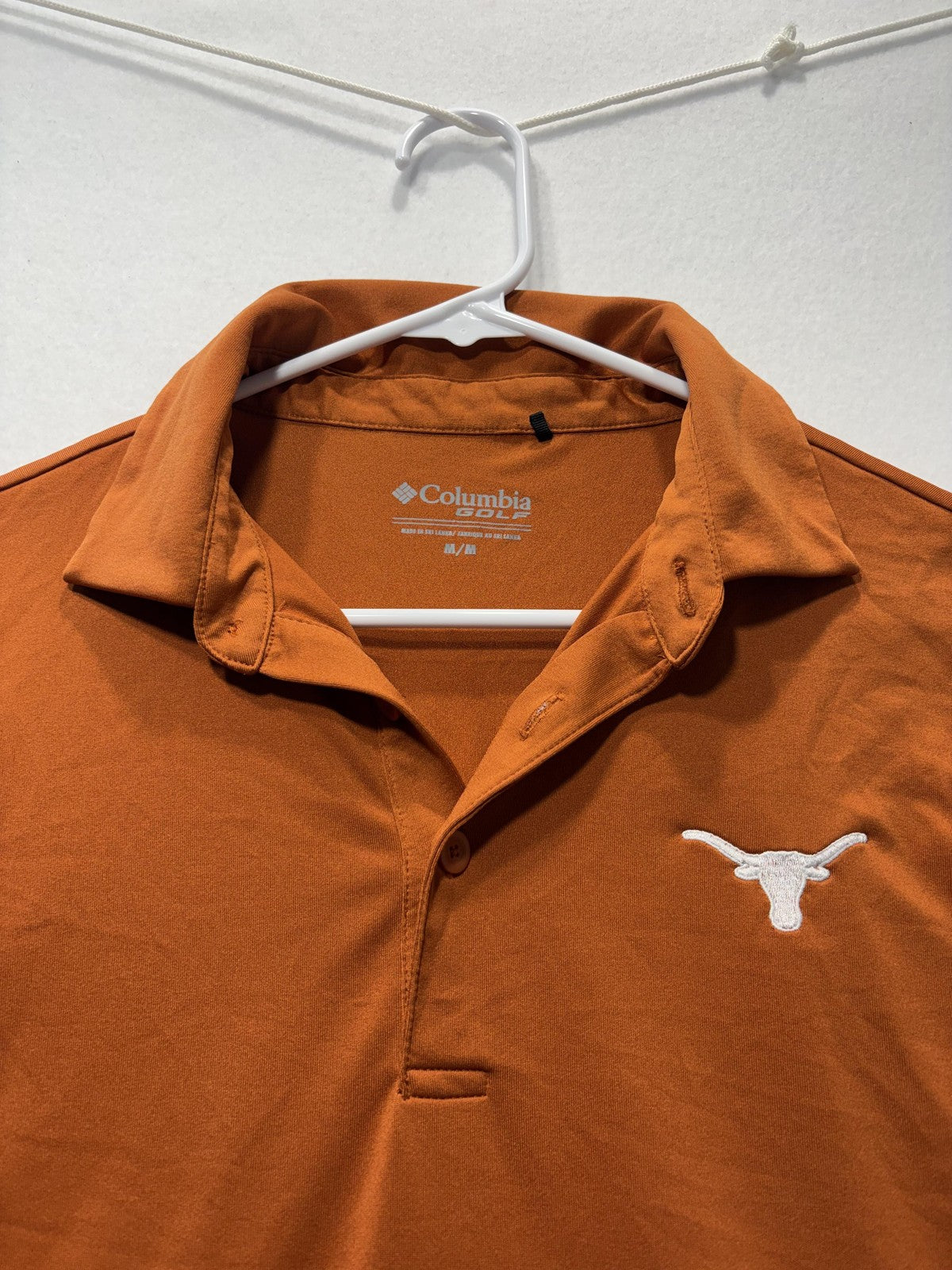 Texas Longhorns Polo Shirt Mens Medium Orange NCAA Golf Columbia Embroidered