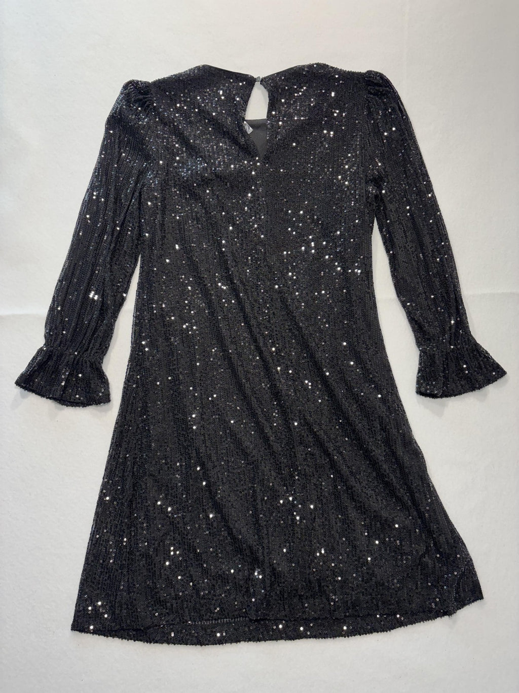 Maia Dress Womens 12 Black Sequin Mesh Long Sleeve Shift Party Cocktail Holiday