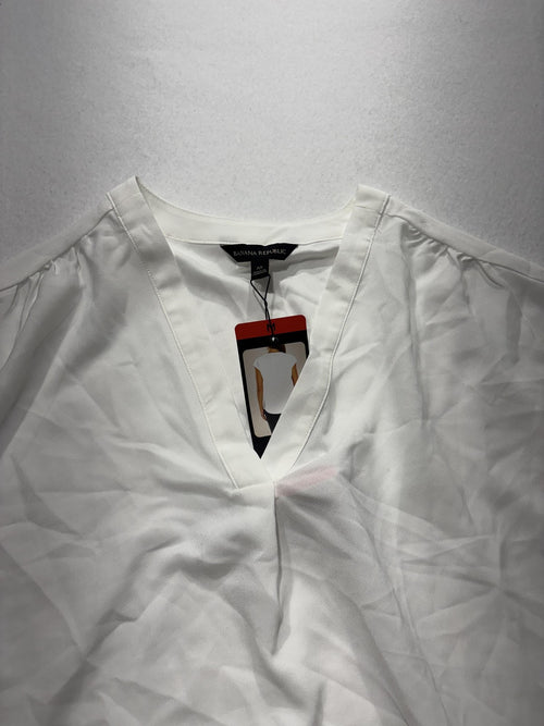 Banana Republic Blouse Womens Medium White V Neck Cap Sleeve Lightweight Top