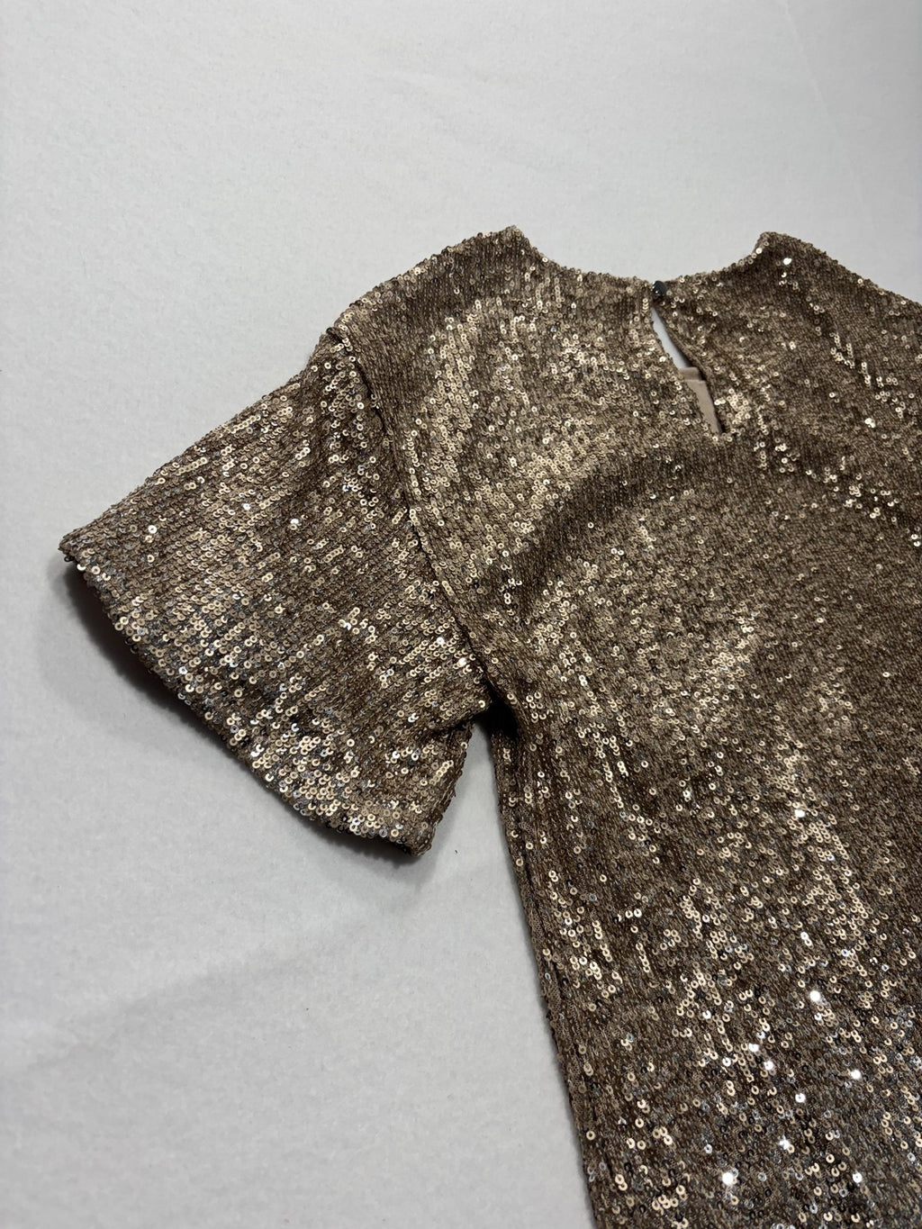 Cable & Gauge Blouse Womens Small Gold Sequin Short Sleeve Party Cocktail Top