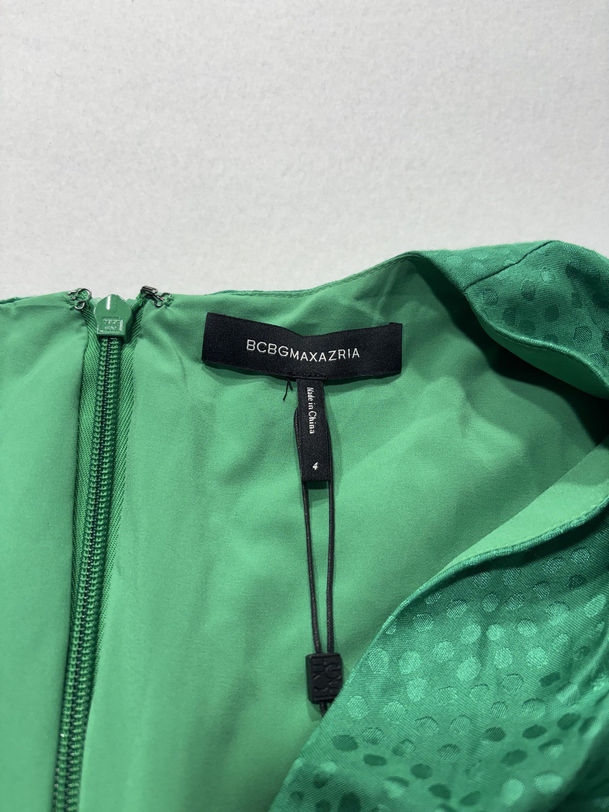 BCBGMAXAZRIA Dress Womens 4 Green Jacquard Sweetheart Ruffle Ruched Mini Party