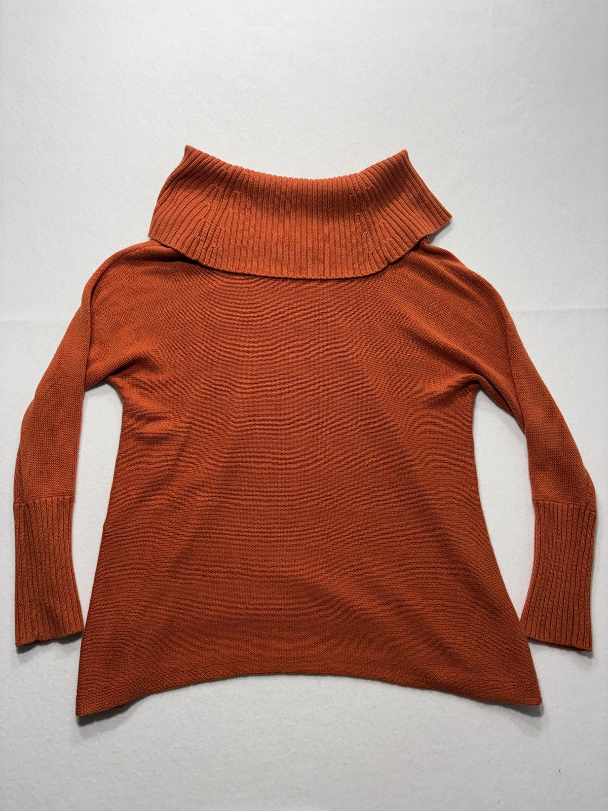 Chico's Sweater Womens 1 Orange Cowl Neck Long Sleeve Knit Relaxed Pullover
