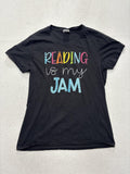Port & Company Shirt Womens Medium Black Reading Is My Jam Graphic Tee Teacher