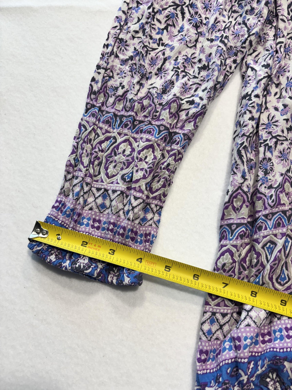 Lucky Brand Blouse Womens 2X Plus Purple Scoop Neck Long Sleeve Floral Tunic Top