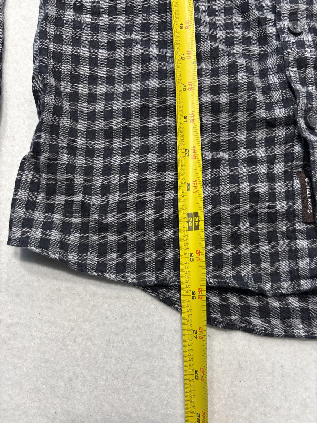 Michael Kors Shirt Mens Medium Gray Check Long Sleeve Button Up Slim Fit