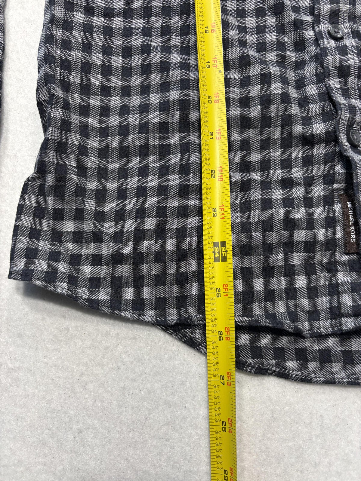 Michael Kors Shirt Mens Medium Gray Check Long Sleeve Button Up Slim Fit