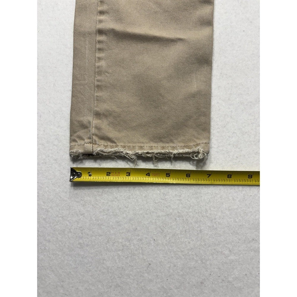 We The Free Jeans Womens 27 Beige High Rise Straight Distressed Raw Hem 27x28