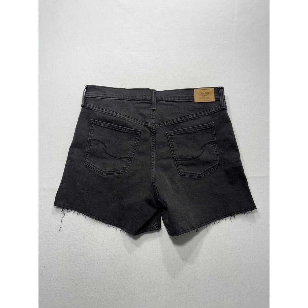Signature By Levi Strauss & Co Shorts Womens 12 Gray High Rise 5" Cut Off Denim