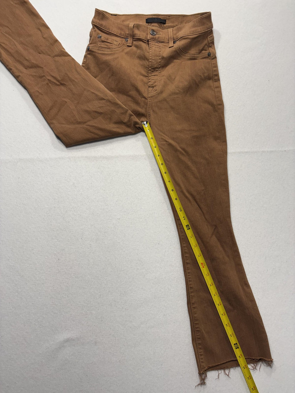 7 For All Mankind Jeans Womens 29 Brown Medium Wash Bootcut Distressed 29x32.5
