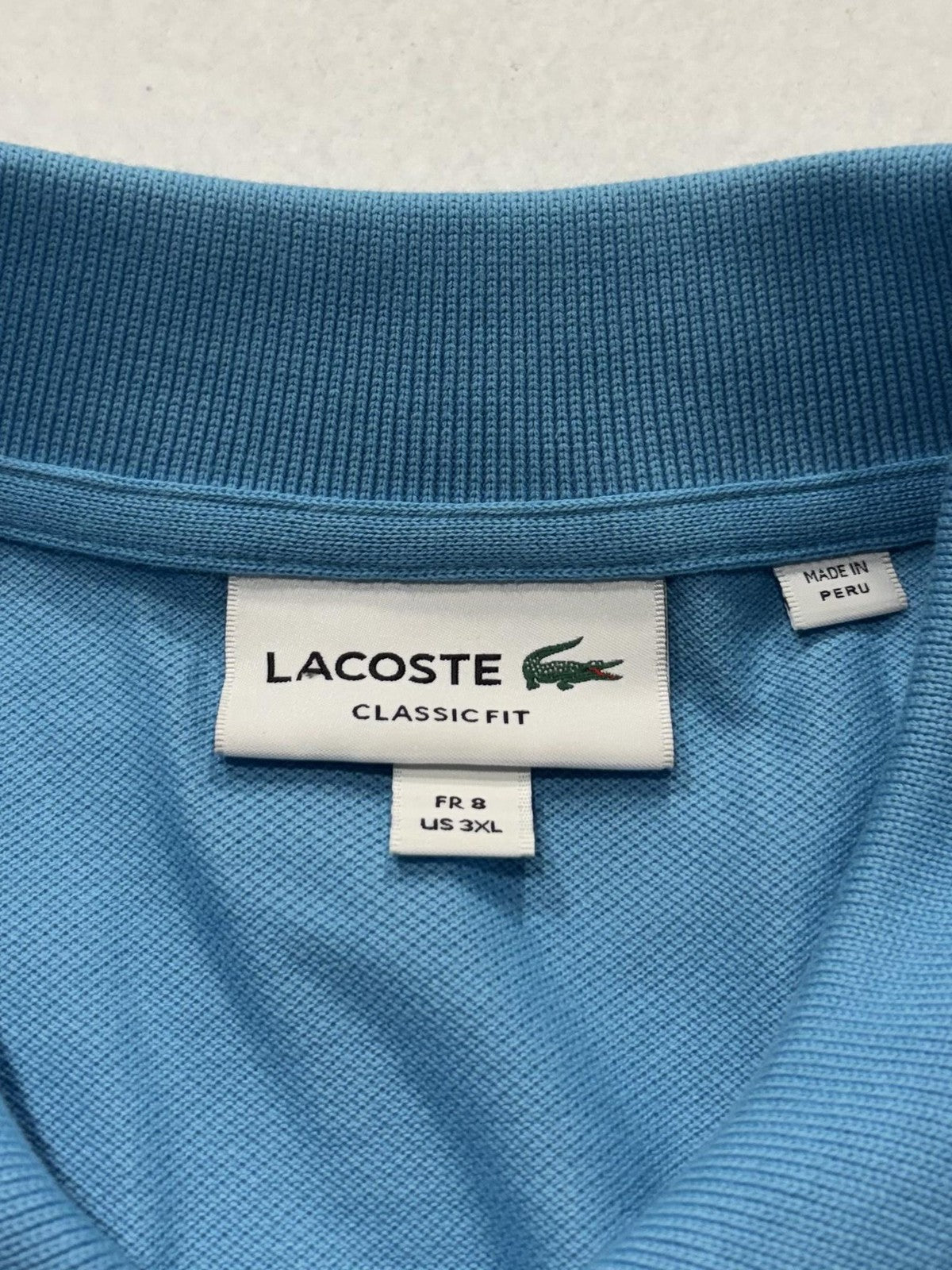 Lacoste Polo Shirt Mens 3XL Blue Classic Fit Pique Cotton Short Sleeve Logo