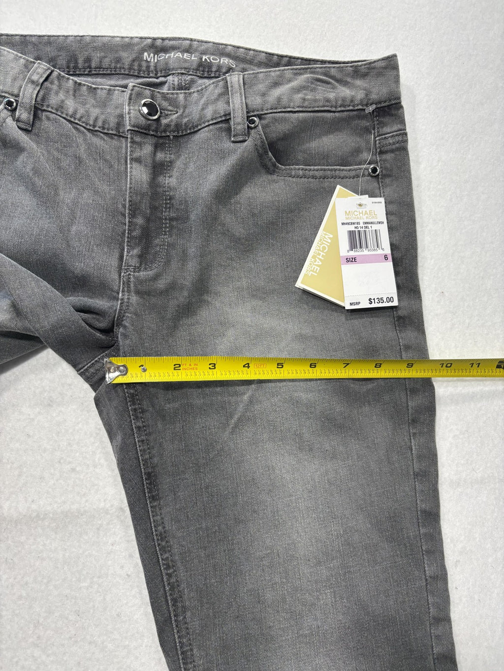 MICHAEL Michael Kors Jeans Womens 6 Charcoal Mid Rise Skinny Lace 30x29.5