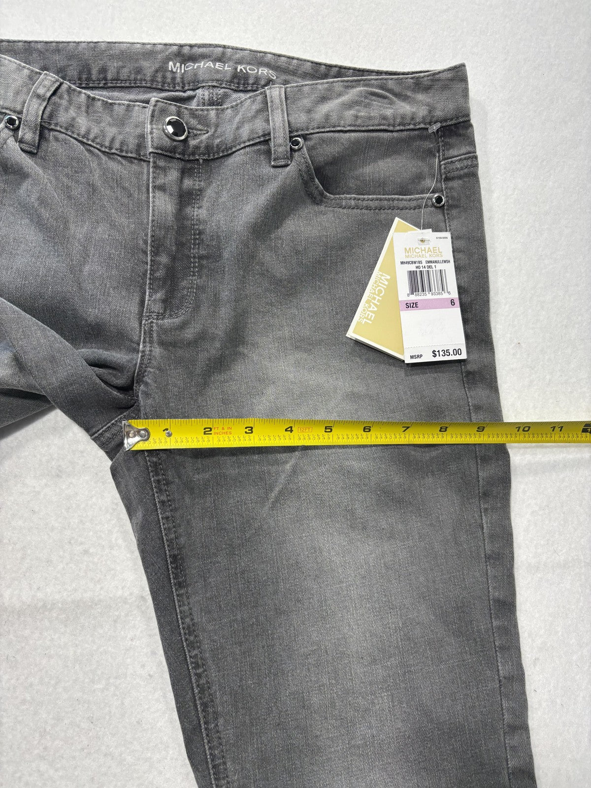 MICHAEL Michael Kors Jeans Womens 6 Charcoal Mid Rise Skinny Lace 30x29.5