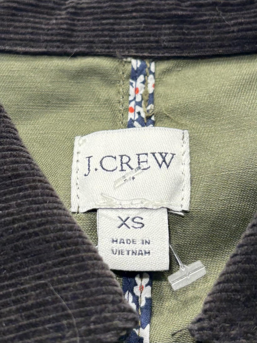J.Crew Jacket Womens XS Green Utility Military Corduroy Collar Full Zip Pockets