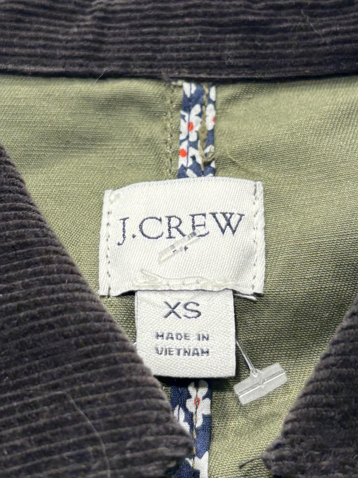 J.Crew Jacket Womens XS Green Utility Military Corduroy Collar Full Zip Pockets