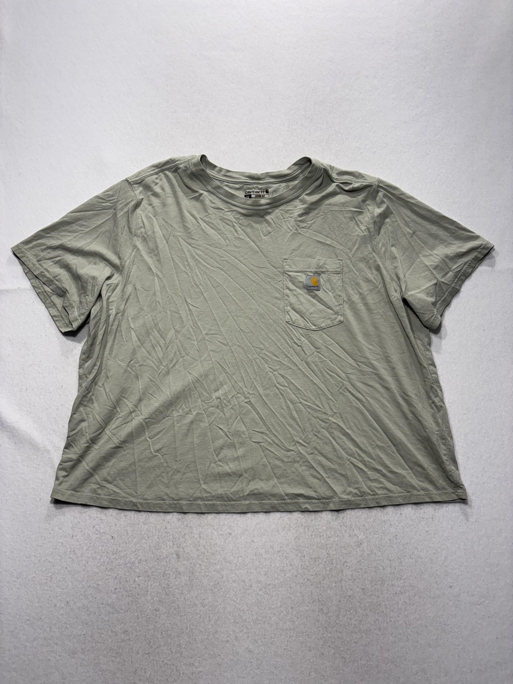 Carhartt Shirt Womens 2X Plus Green Crew Neck Short Sleeve Pocket Tee TK6122-W
