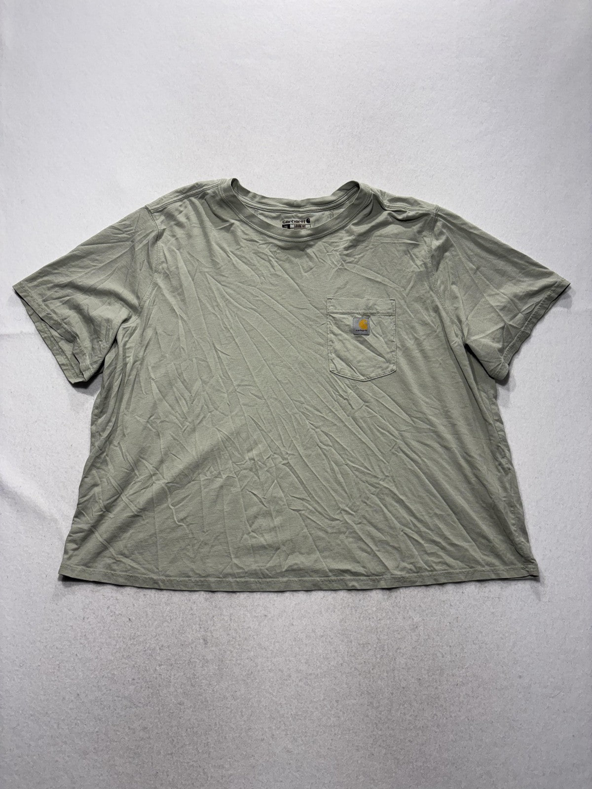 Carhartt Shirt Womens 2X Plus Green Crew Neck Short Sleeve Pocket Tee TK6122-W