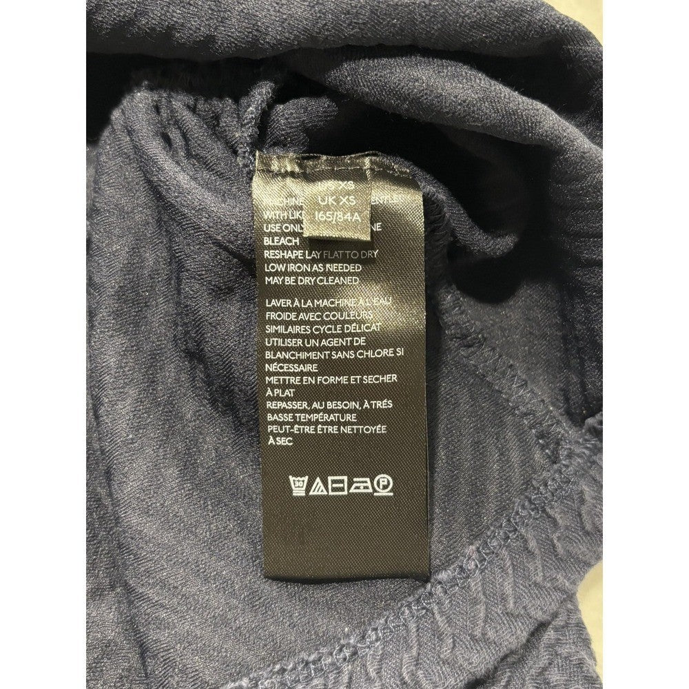 Maeve Blouse Womens XS Blue Textured Crew Neck 3/4 Puff Sleeve Peplum Tunic Top