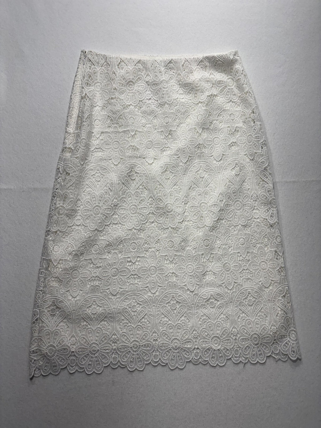 Abercrombie & Fitch Skirt Womens Large White Floral Lace Lined Midi Bridal
