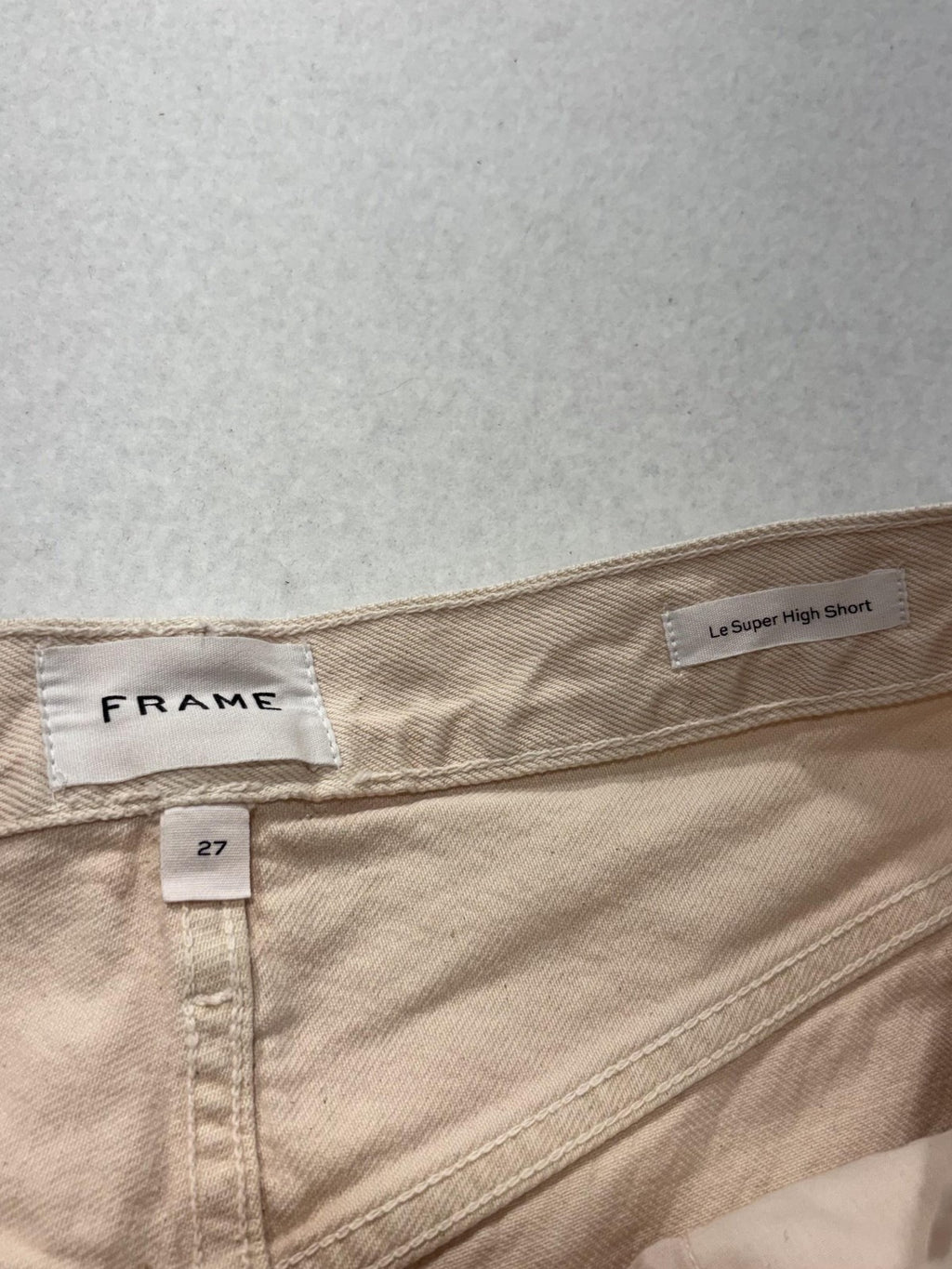 FRAME Shorts Womens 27 Beige Le Super High Short Cut Off Raw Hem Denim Summer