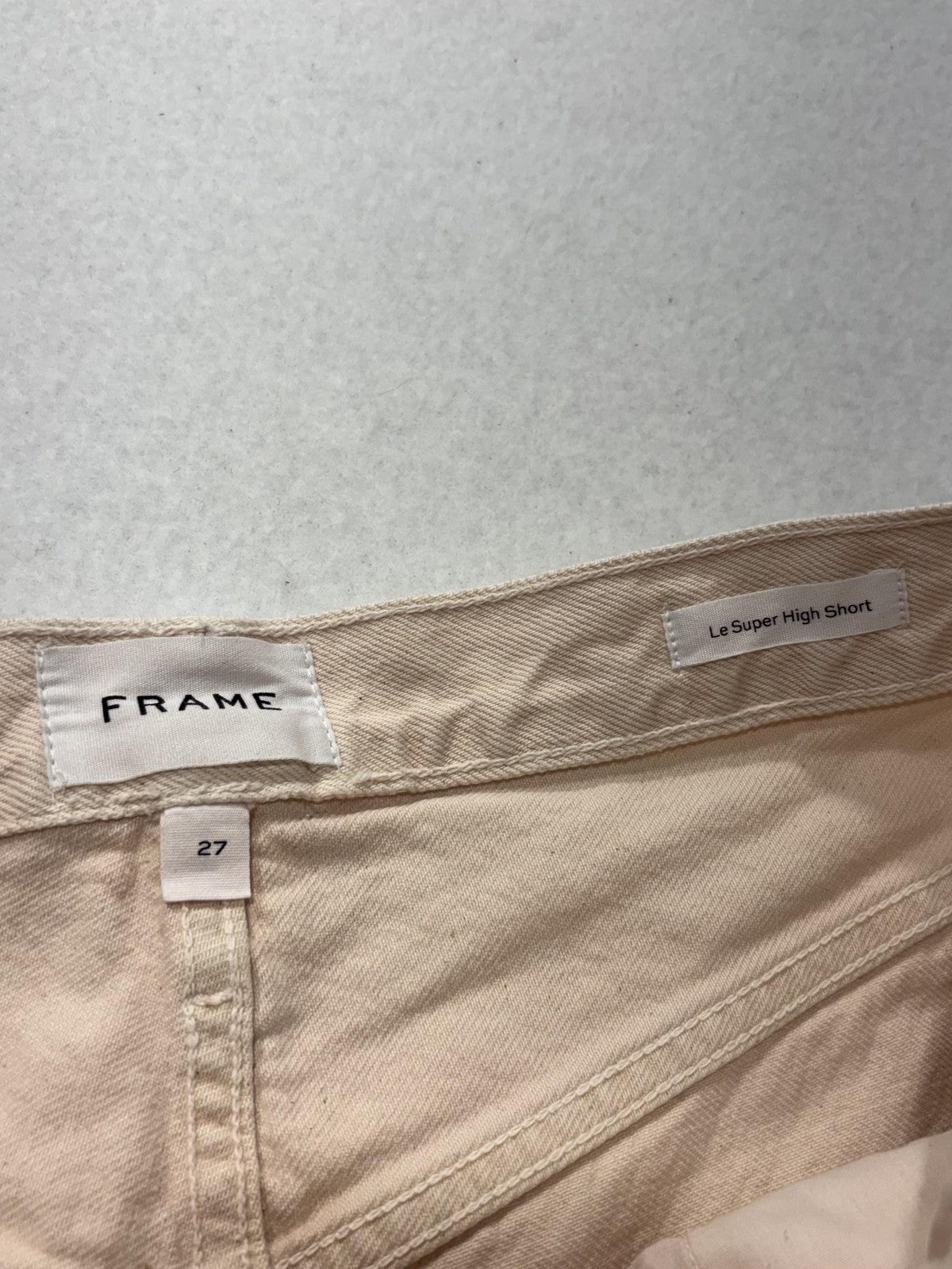 FRAME Shorts Womens 27 Beige Le Super High Short Cut Off Raw Hem Denim Summer