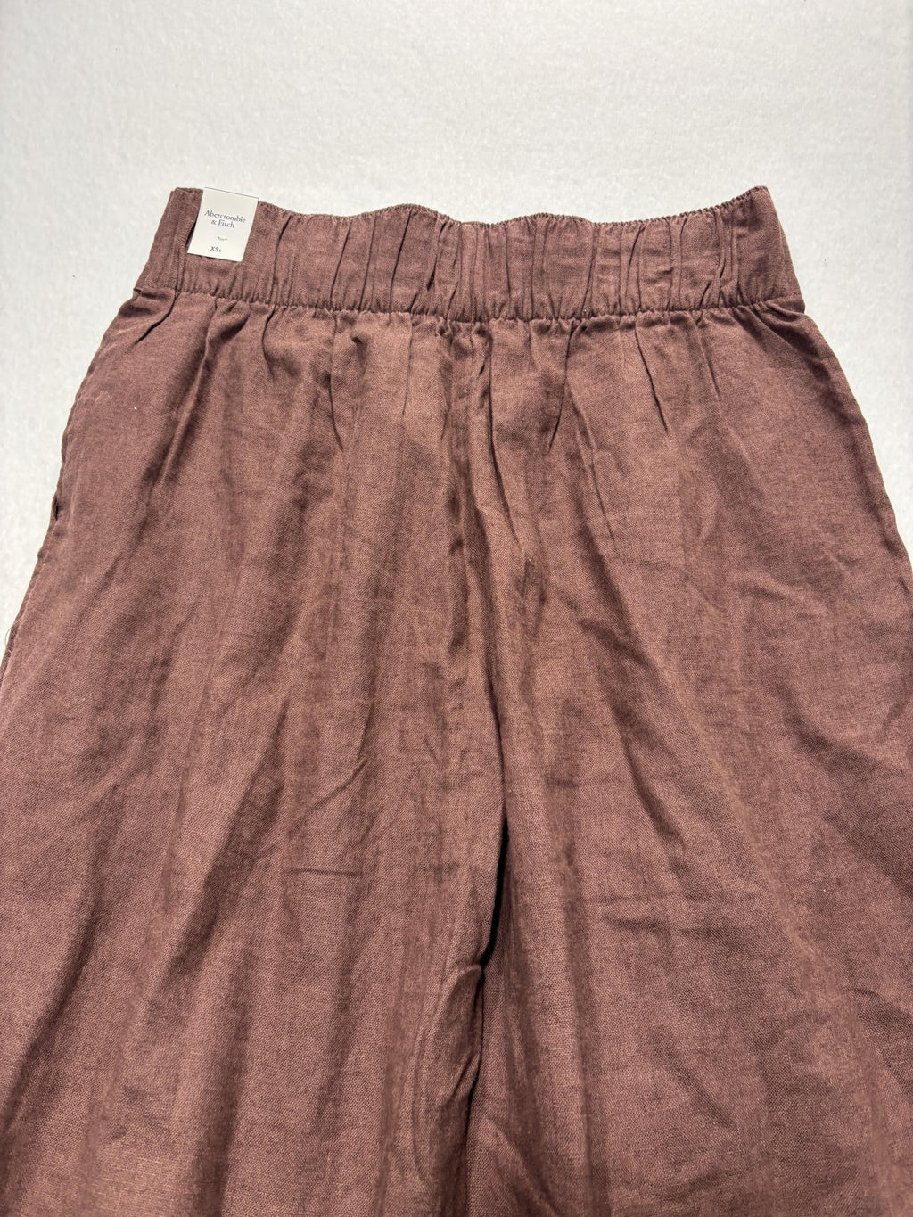 Abercrombie & Fitch Dress Pants Womens XS Short Brown Linen Wide Leg Pull On