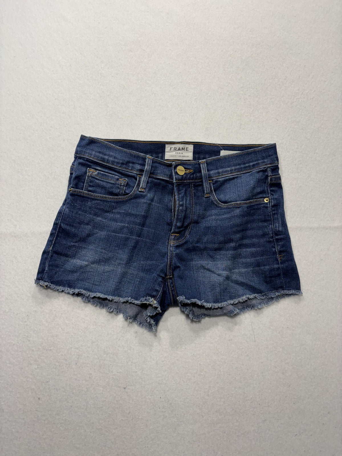 FRAME Denim Shorts Womens 24 Blue Le Cutoff Raw Hem Stretch Casual Summer