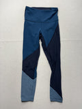 Lululemon Leggings Womens 4 Blue Colorblock High Rise 25" Inseam Ankle Yoga
