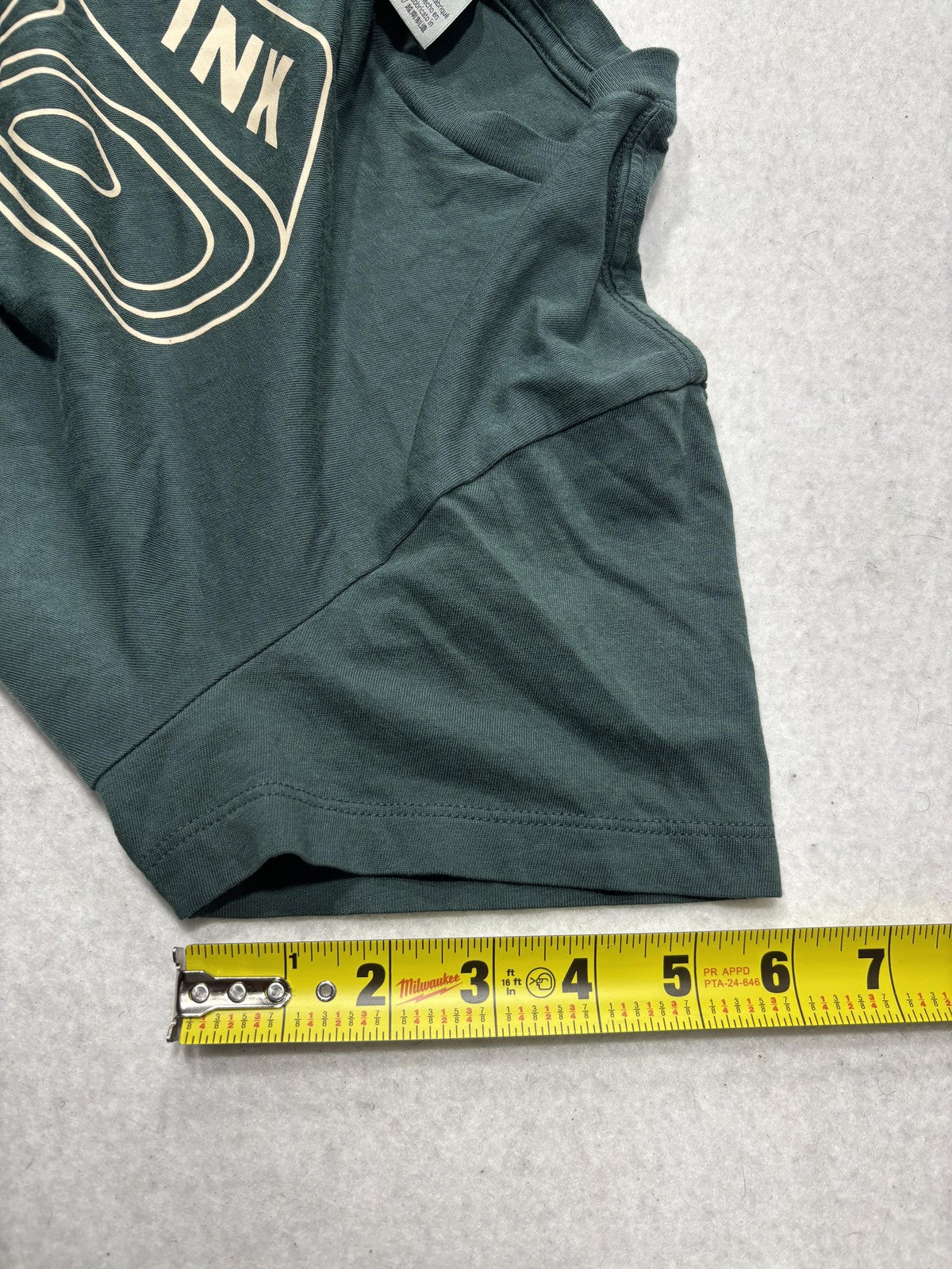 PINK Victoria's Secret Shirt Womens S Green Crew Neck 3D Logo Graphic Tee Casual