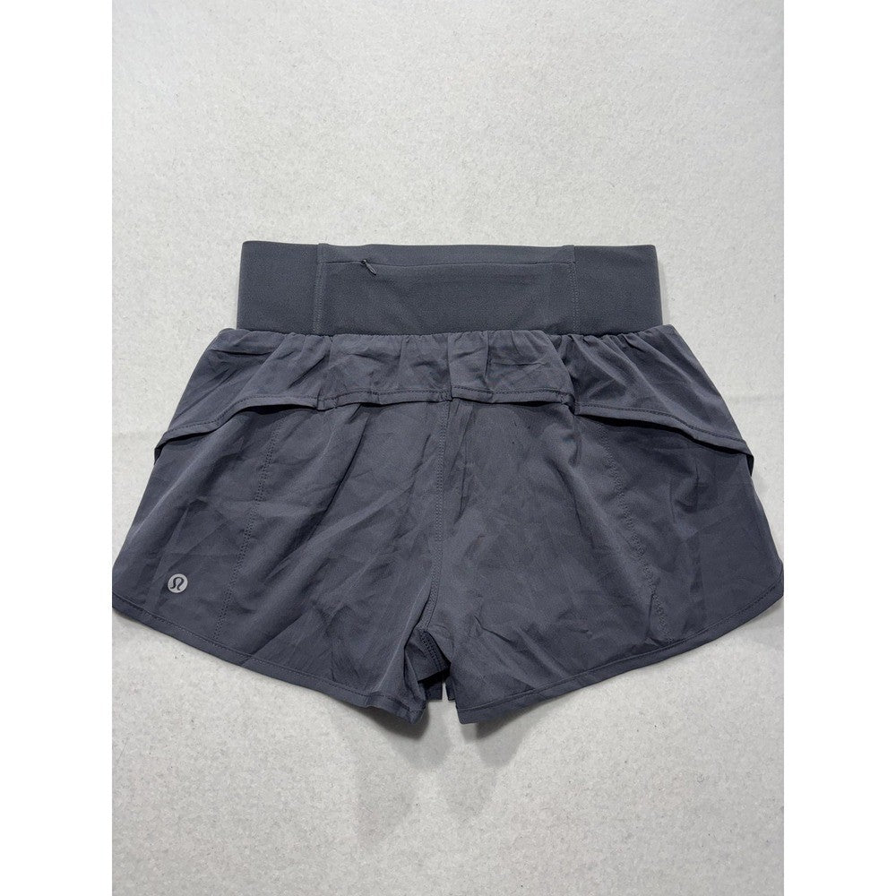 Lululemon Gray High Rise Running Shorts Womens 6 Zip Pocket 2.5" Inseam LWSDS
