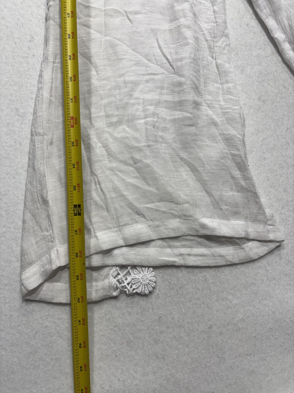 VANTARS! Pants Womens XL White Chiffon Wide Leg Lace Trim Slit Beach Cover Up