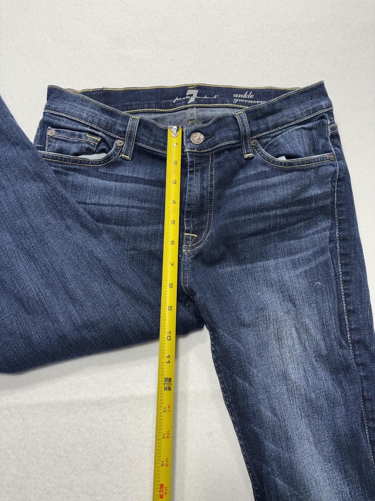 7 For All Mankind Gwenevere Jeans Womens 28 Blue Distressed Ankle Skinny 29x28