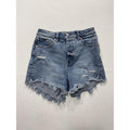 We The Free Shorts Womens 26 Blue Distressed Cut Off Raw Hem Denim Summer