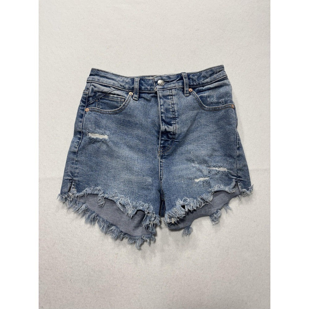 We The Free Shorts Womens 26 Blue Distressed Cut Off Raw Hem Denim Summer