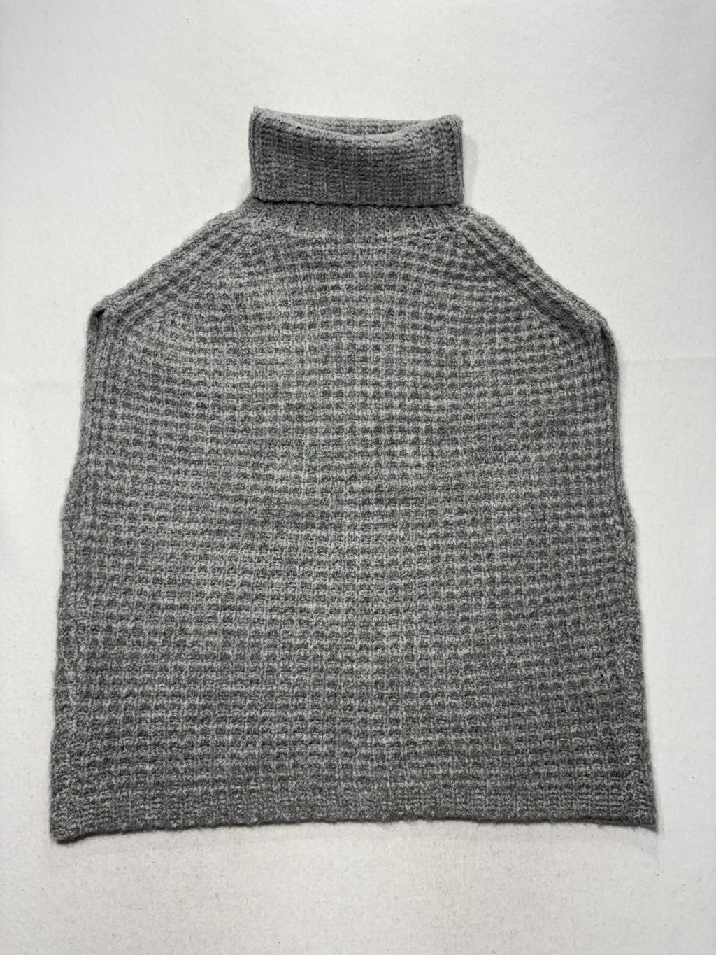 John + Jenn Sweater Womens XL Gray Turtleneck Waffle Knit Cape Poncho Layering
