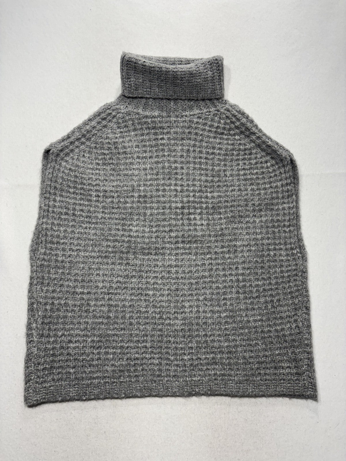 John + Jenn Sweater Womens XL Gray Turtleneck Waffle Knit Cape Poncho Layering