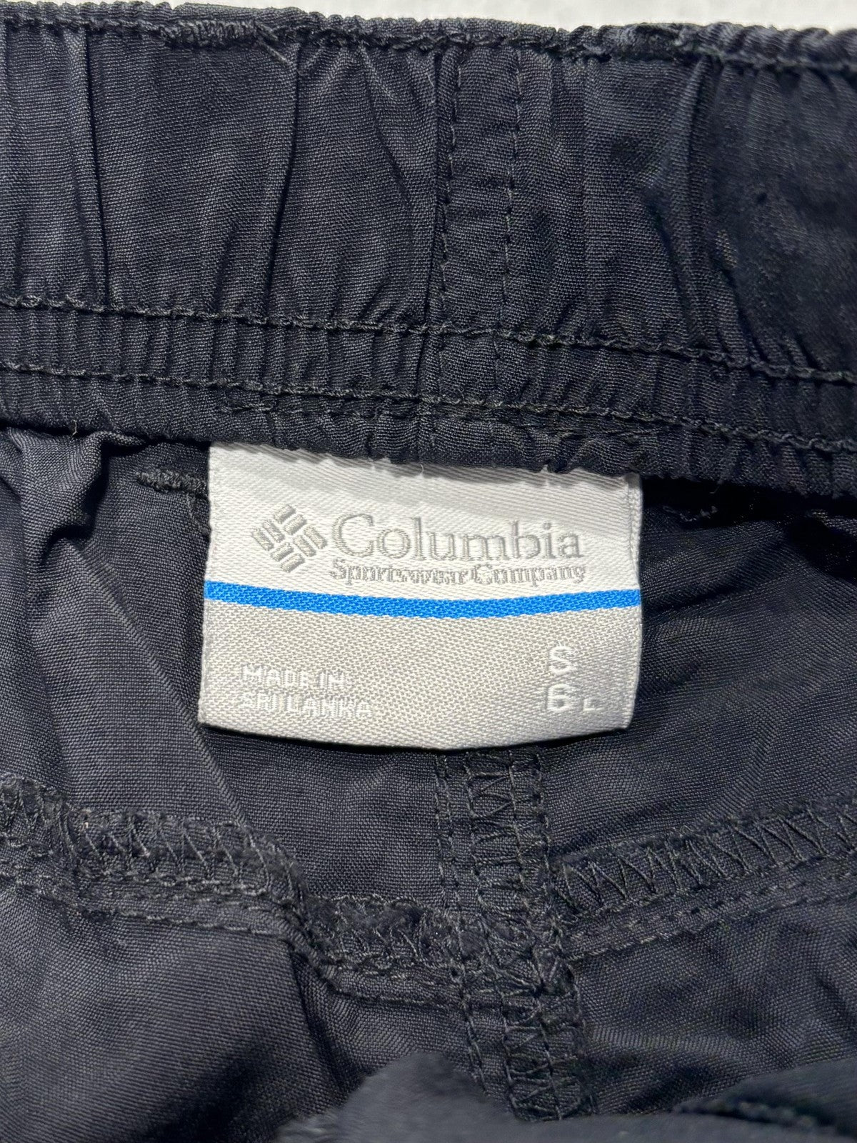 Columbia Swim Trunks Mens Small Black Elastic Waist Lined Pockets Lightweight