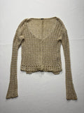 Free People Sweater Womens XS Beige V Neck Long Sleeve Open Knit Crochet Boho