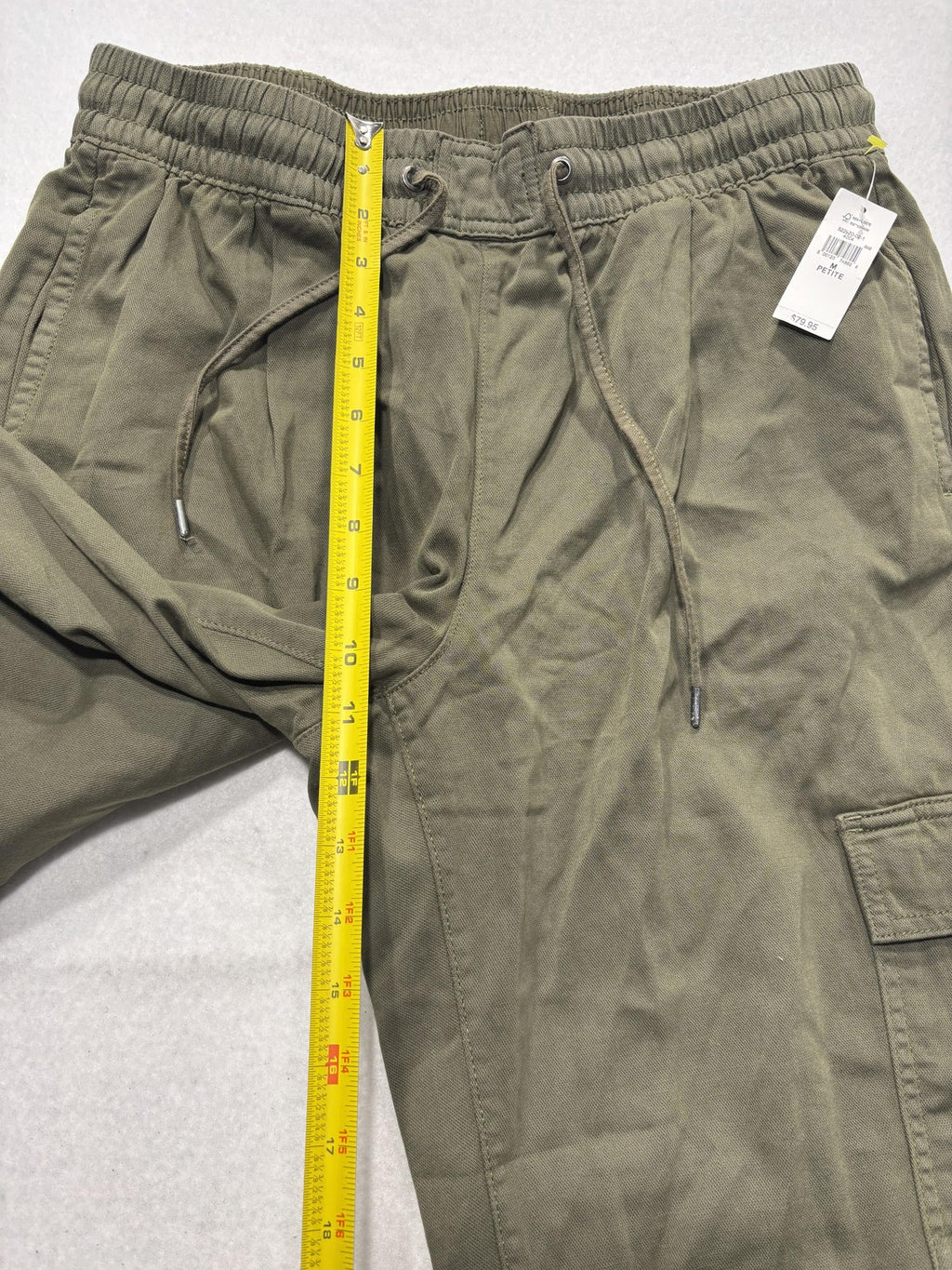 Gap Cargo Pants Womens M Petite Green Twill Crop Elastic Waist Pull On Relaxed