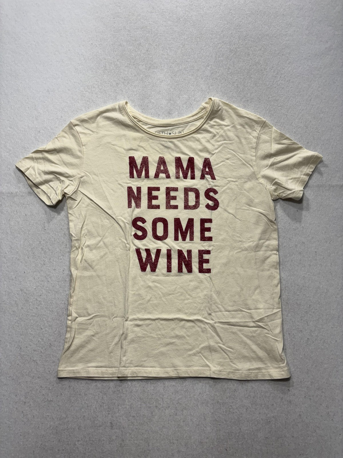 Fifth Sun Shirt Womens Medium White Mama Needs Some Wine Graphic Tee Casual