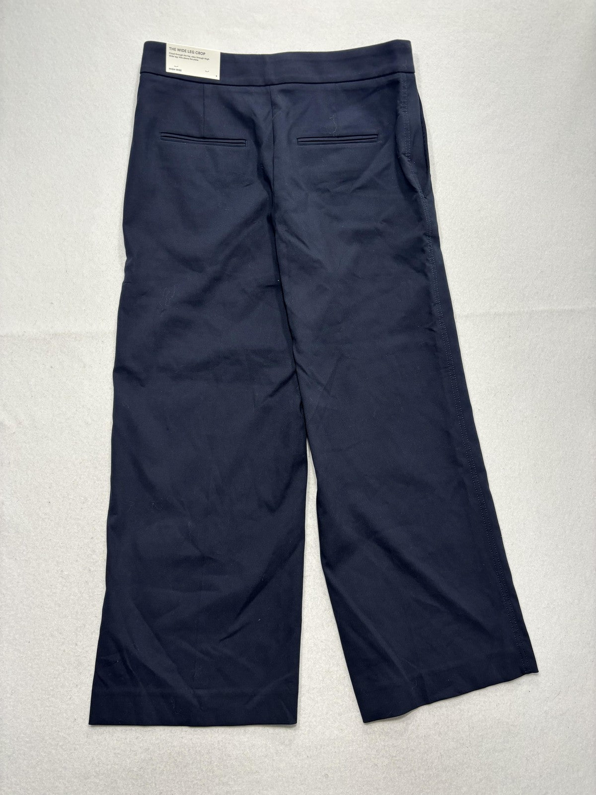 Ann Taylor Dress Pants Womens 8 Blue Wide Leg Crop Ankle High Rise Twill Work