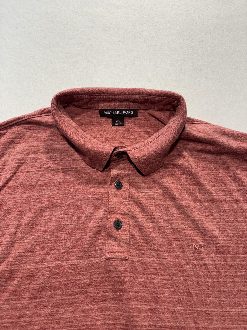 Michael Kors Polo Shirt Mens 2XL Red Heather Short Sleeve Logo Casual Knit