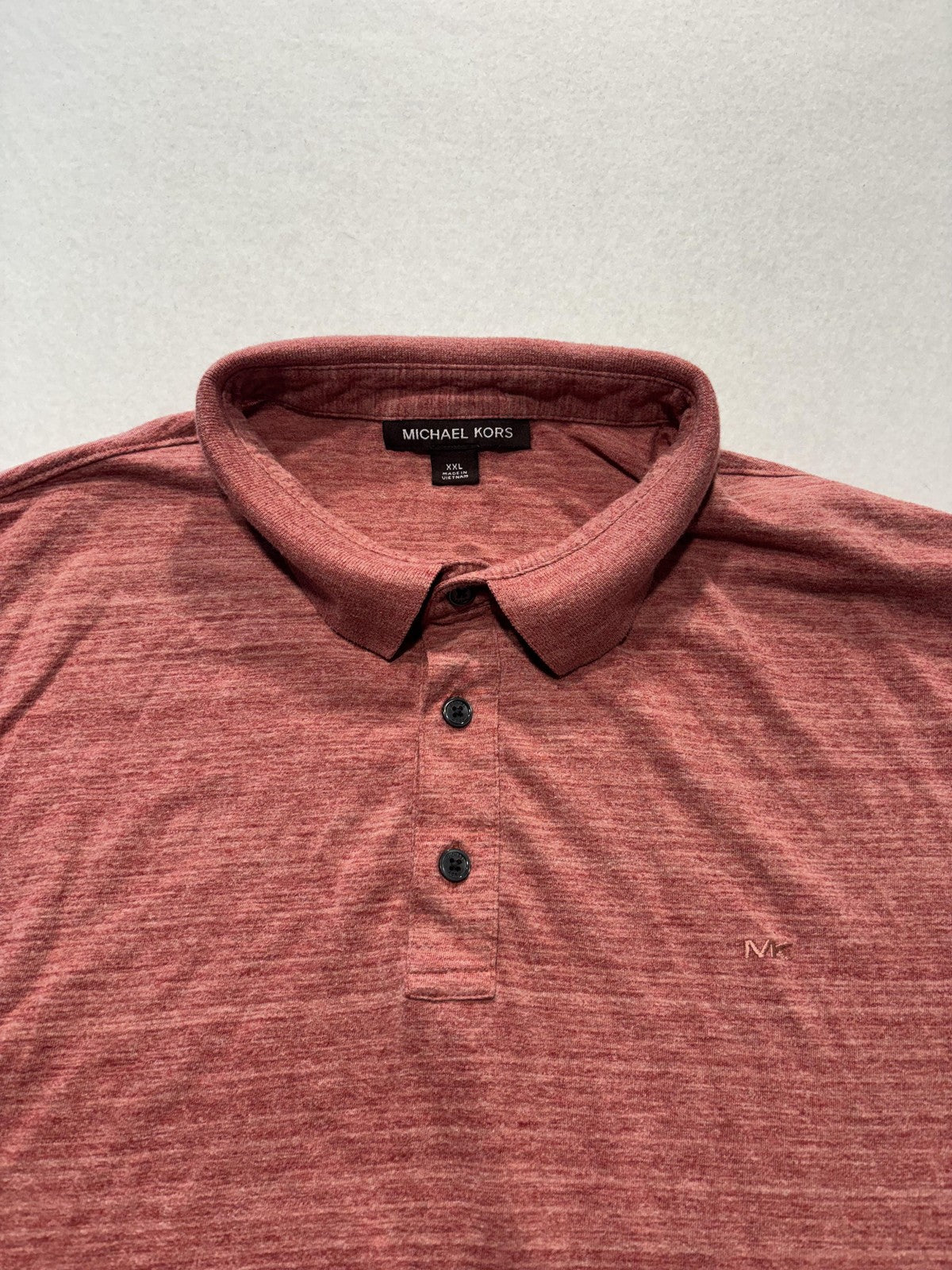 Michael Kors Polo Shirt Mens 2XL Red Heather Short Sleeve Logo Casual Knit